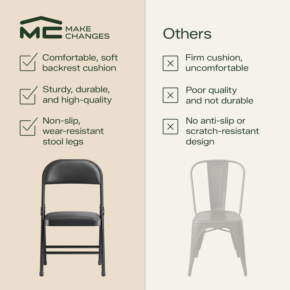 PU Leather Padded Folding Chair