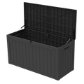 100 Gallon Large Deck Boxes Outdoor Waterproof, Lockable Patio Storage Box for Furniture,Pool Float, Garden Tools, Waterproof Outdoor Storage Cabinet, UV Resistant, Black
