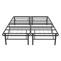14 Inch Foldable Metal Platform Queen Bed Frame, Steel Slat Support, No Box Spring Needed, Easy Assembly, Under Bed Storage, Noise-Free, Black