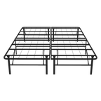 14 Inch Foldable Metal Platform Queen Bed Frame, Steel Slat Support, No Box Spring Needed, Easy Assembly, Under Bed Storage, Noise-Free, Black