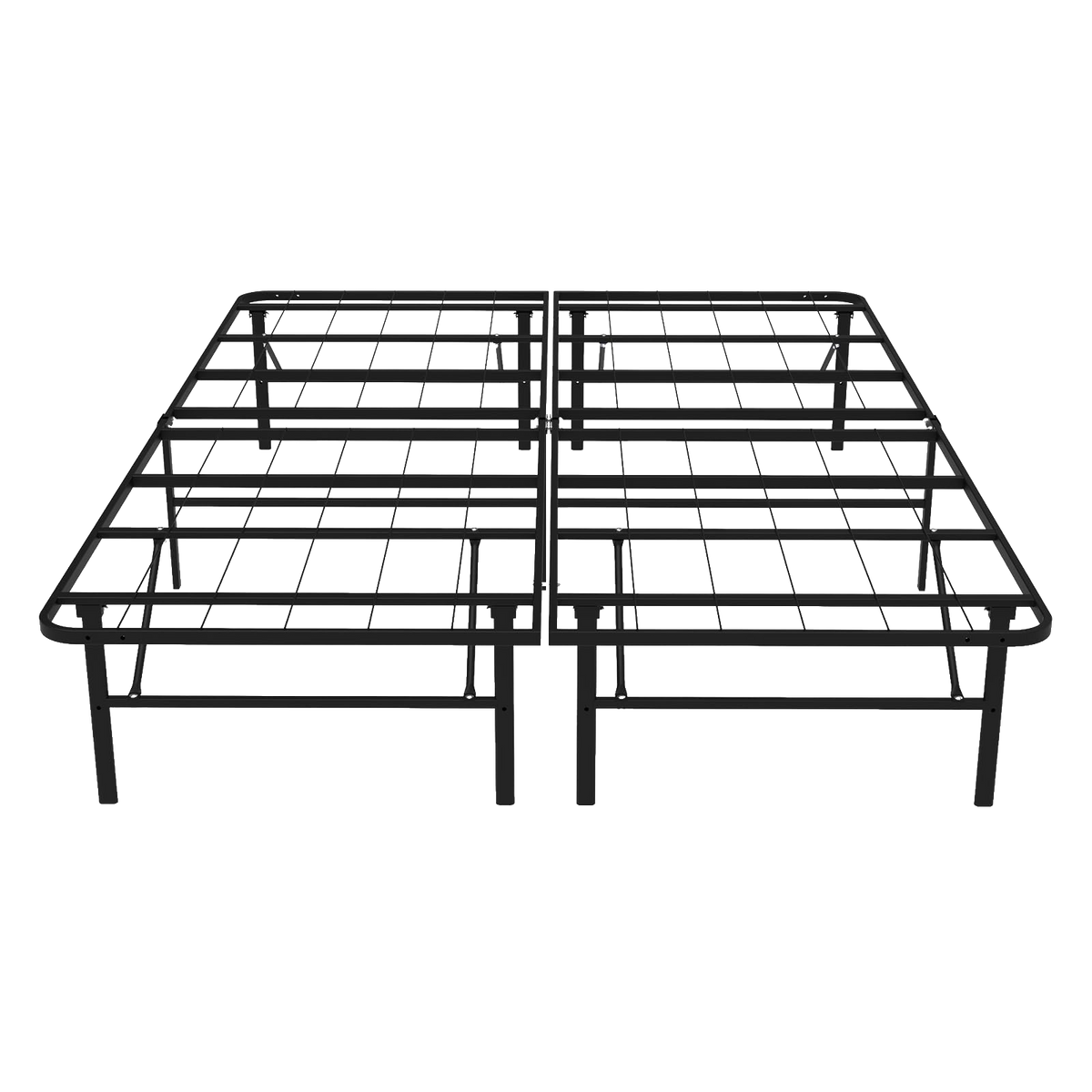 14 Inch Foldable Metal Platform Queen Bed Frame, Steel Slat Support, No Box Spring Needed, Easy Assembly, Under Bed Storage, Noise-Free, Black