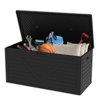 260 Gallon Outdoor Storage Box, Large Resin Deck Boxes Outdoor Waterproof, Deck Storage Box for Patio Furniture Outdoor Cushions, Throw Pillows, Garden Tools and Pool Floats, Black