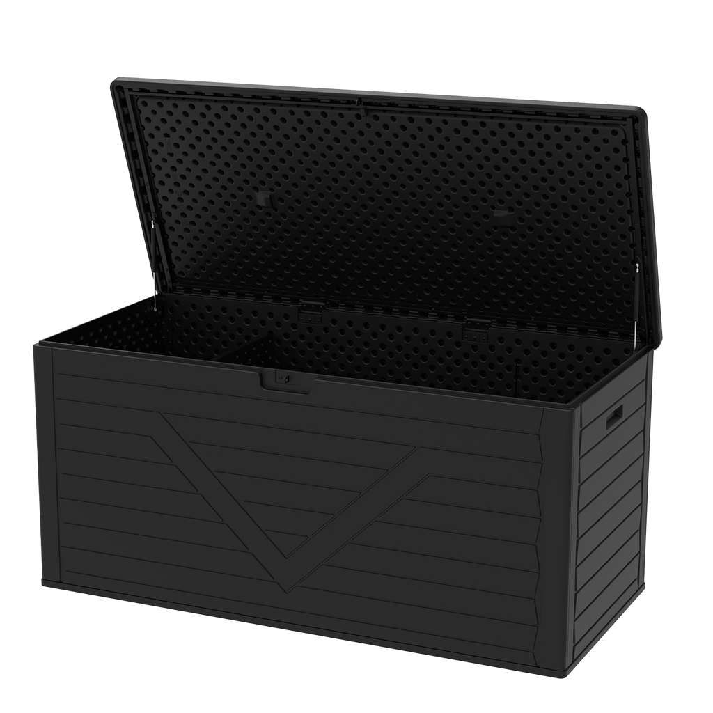 260 Gallon Outdoor Storage Box, Large Resin Deck Boxes Outdoor Waterproof, Deck Storage Box for Patio Furniture Outdoor Cushions, Throw Pillows, Garden Tools and Pool Floats, Black