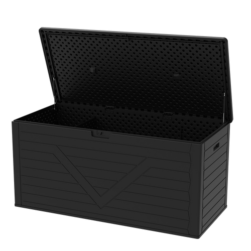 260 Gallon Outdoor Storage Box, Large Resin Deck Boxes Outdoor Waterproof, Deck Storage Box for Patio Furniture Outdoor Cushions, Throw Pillows, Garden Tools and Pool Floats, Black