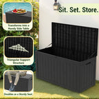100 Gallon Large Deck Boxes Outdoor Waterproof, Lockable Patio Storage Box for Furniture,Pool Float, Garden Tools, Waterproof Outdoor Storage Cabinet, UV Resistant, Black