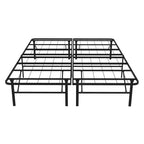 14 Inch Foldable Metal Platform Queen Bed Frame, Steel Slat Support, No Box Spring Needed, Easy Assembly, Under Bed Storage, Noise-Free, Black