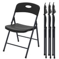 Folding Chair 4 Pack, Outdoor Plastic Sturdy Metal Folding Chairs for Outside Indoor, Portable 350 lbs Capacity Heavy Duty Foldable Commercial Seating for Picnic, Party, Patio, Office