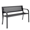 Outdoor Bench, Garden Patio Park Entryway Metal Bench with Comfortable Backrest, Sturdy Heavy Duty Loveseat Front Porch Backyard Lawn Furniture for Outside