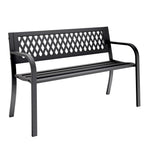 Outdoor Bench, Garden Patio Park Entryway Metal Bench with Comfortable Backrest, Sturdy Heavy Duty Loveseat Front Porch Backyard Lawn Furniture for Outside