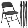 Folding Chair 4 Pack, Comfy PU Leather Padded Folding Chairs for Outside and Indoor, Heavy Duty Portable Foldable Metal Commercial Seat for Home Office, Dorm, Party, Backyard, Lawn, Patio
