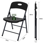 Folding Chair 4 Pack, Outdoor Plastic Sturdy Metal Folding Chairs for Outside Indoor, Portable 350 lbs Capacity Heavy Duty Foldable Commercial Seating for Picnic, Party, Patio, Office