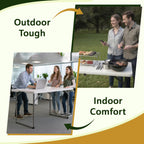 Folding Table 4ft - Heavy Duty Fold-in-Half Plastic Table with Adjustable Height, Portable Utility Tables with Steel Legs for Indoor, Outdoor, Picnic, Camping, Dining, Party (White)