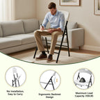 MAKE CHANGES Folding Chair 4 Pack, Outdoor Plastic Sturdy Metal White Folding Chairs for Outside Indoor, Portable 350 lbs Capacity Heavy Duty Foldable Commercial Seating for Picnic, Party, Patio