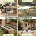 Folding Chair 4 Pack, Outdoor Plastic Sturdy Metal Folding Chairs for Outside Indoor, Portable 350 lbs Capacity Heavy Duty Foldable Commercial Seating for Picnic, Party, Patio, Office