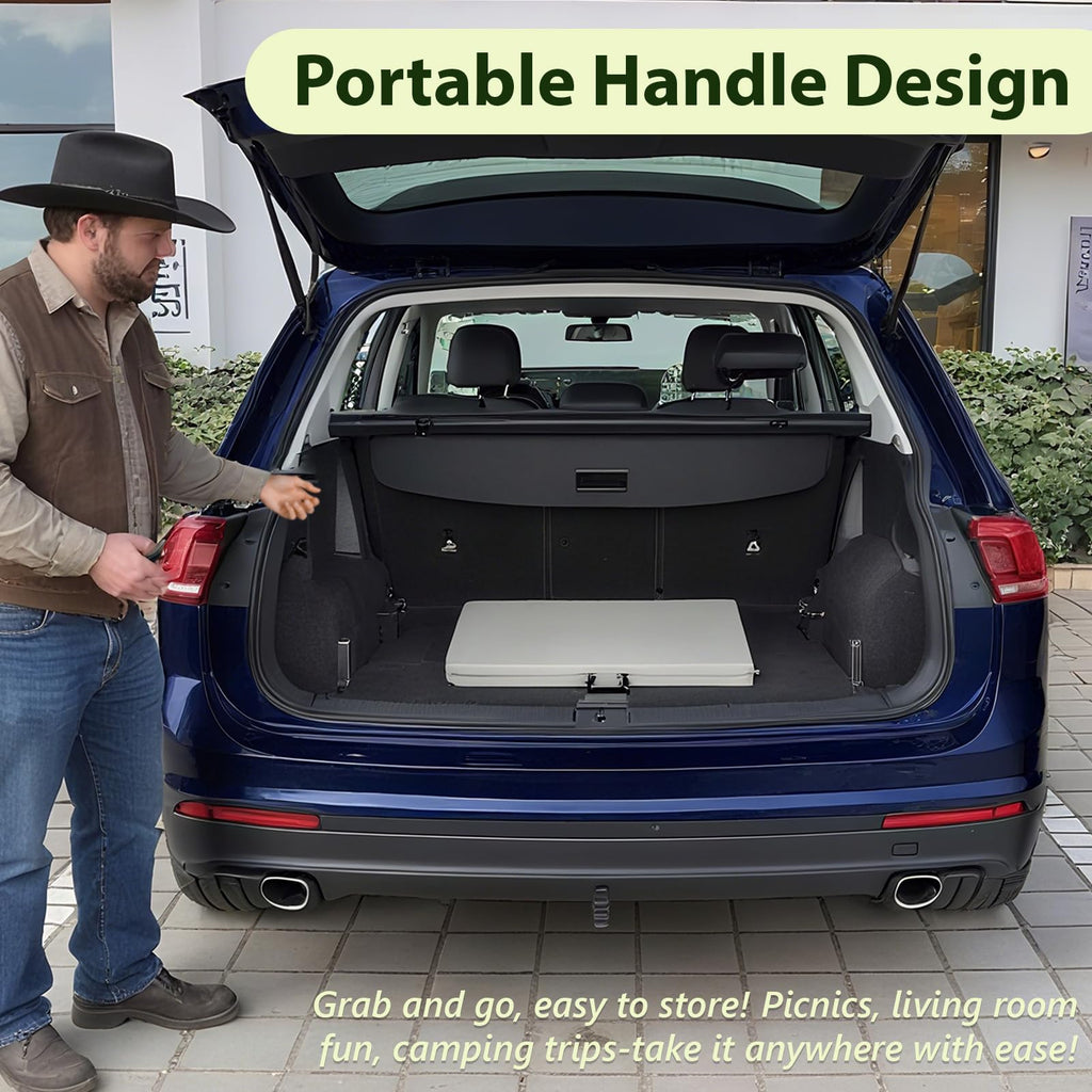 MAKE CHANGES Folding Table 6ft - Heavy Duty Plastic Table with Handle, Foldable & Portable, Fold-in-Half Utility Tables for Outdoor, Dining, Wedding, Events, Indoor, Picnic, Camping, Party (White)